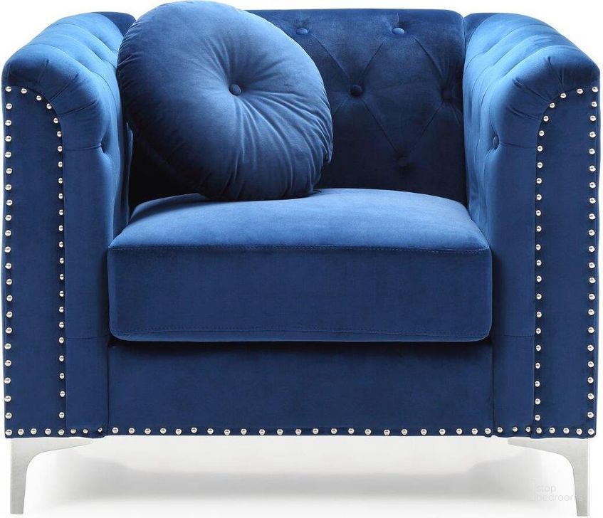 The appearance of Glory Furniture Pompano Chair, Navy Blue designed by Glory in the modern / contemporary interior design. This navy blue piece of furniture  was selected by 1StopBedrooms from Pompano Collection to add a touch of cosiness and style into your home. Sku: G781A-C-Chair. Material: Wood. Product Type: Accent Chair. Image1