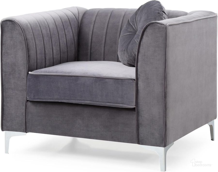 The appearance of Glory Furniture Delray Velvet Arm Chair Grey designed by Glory in the modern / contemporary interior design. This grey piece of furniture  was selected by 1StopBedrooms from Delray Collection to add a touch of cosiness and style into your home. Sku: G790A-C-Chair. Material: Wood. Product Type: Arm Chair. Image1