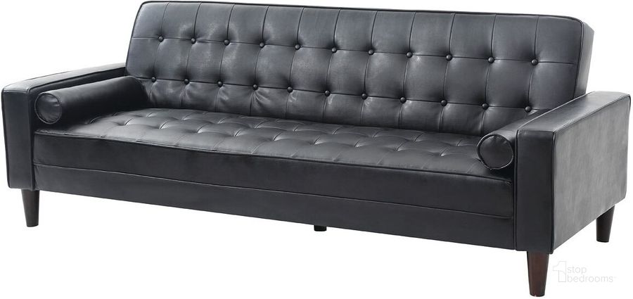 The appearance of G843A Sofa Bed (Black) designed by Glory in the modern / contemporary interior design. This black piece of furniture  was selected by 1StopBedrooms from G84 Collection to add a touch of cosiness and style into your home. Sku: G843A-S-Sofa Bed. Material: Faux Leather. Product Type: Futon. Image1