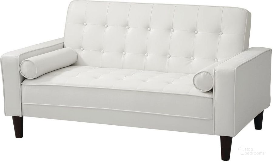 The appearance of G847A Loveseat Bed (White) designed by Glory in the modern / contemporary interior design. This white piece of furniture  was selected by 1StopBedrooms from G84 Collection to add a touch of cosiness and style into your home. Sku: G847A-L-Loveseat Bed Base;G847A-L-Loveseat Bed Arms. Material: Faux Leather. Product Type: Loveseat. Image1
