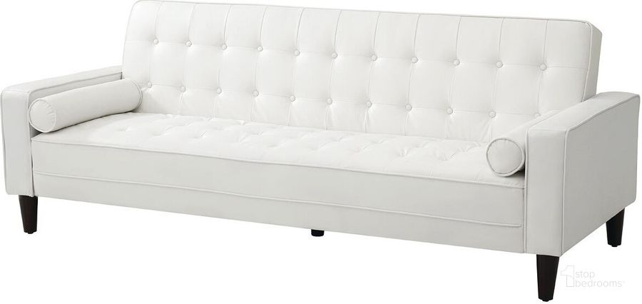 The appearance of G847A Sofa Bed (White) designed by Glory in the modern / contemporary interior design. This white piece of furniture  was selected by 1StopBedrooms from G84 Collection to add a touch of cosiness and style into your home. Sku: G847A-S-Sofa Bed. Material: Faux Leather. Product Type: Futon. Image1