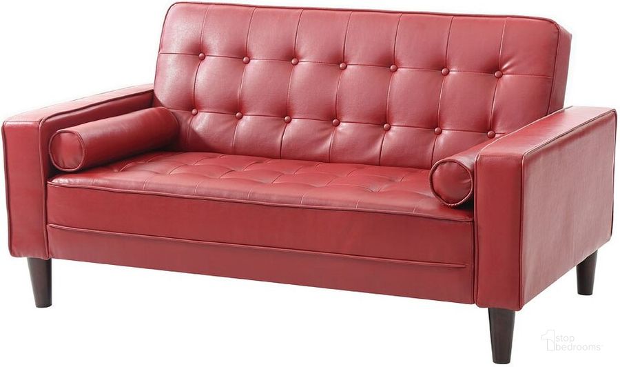 The appearance of G849A Loveseat Bed (Red) designed by Glory in the modern / contemporary interior design. This red piece of furniture  was selected by 1StopBedrooms from G84 Collection to add a touch of cosiness and style into your home. Sku: G849A-L-Loveseat Bed Base;G849A-L-Loveseat Bed Arms. Material: Faux Leather. Product Type: Loveseat. Image1