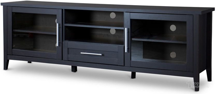 The appearance of Baxton Studio Espresso Tv Stand-One Drawer designed by Baxton Studio in the modern / contemporary interior design. This dark brown piece of furniture  was selected by 1StopBedrooms from Espresso Collection to add a touch of cosiness and style into your home. Sku: I-1506. Material: Wood. Product Type: TV Stands and TV Console. Image1