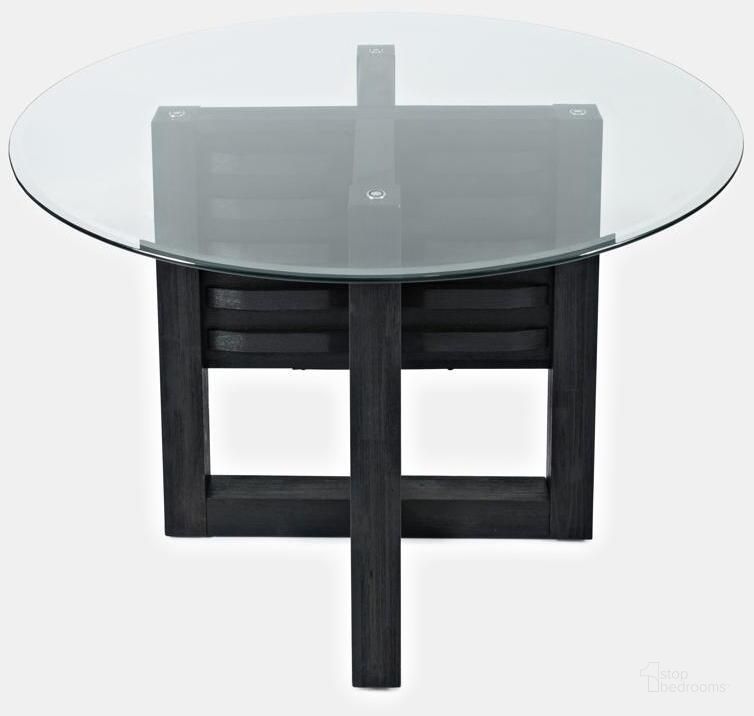 The appearance of Altamonte Round Dining Table With Glass Top Dark Charcoal designed by Jofran in the modern / contemporary interior design. This charcoal piece of furniture  was selected by 1StopBedrooms from Altamonte Collection to add a touch of cosiness and style into your home. Sku: 1851-48BG48RD. Table Base Style: Pedestal. Table Top Shape: Round. Material: Wood. Product Type: Dining Table. Image1