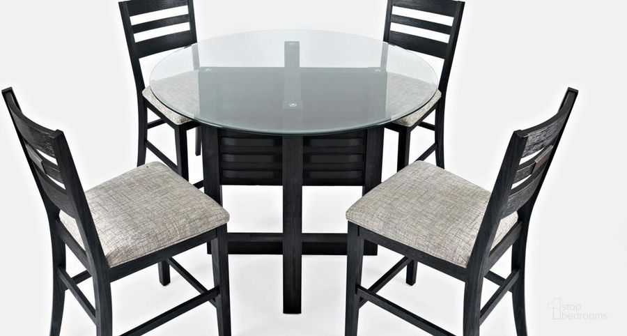 The appearance of Altamonte Round Counter Height Table With Glass Top Dark Charcoal designed by Jofran in the modern / contemporary interior design. This charcoal piece of furniture  was selected by 1StopBedrooms from Altamonte Collection to add a touch of cosiness and style into your home. Sku: 1851-50BG48RD. Table Top Shape: Round. Material: Wood. Product Type: Counter Height Table. Image1