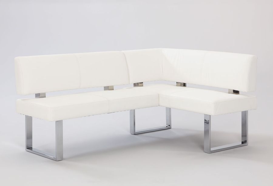 The appearance of Linden White Dining Nook designed by Chintaly Imports in the modern / contemporary interior design. This white piece of furniture  was selected by 1StopBedrooms from Linden Collection to add a touch of cosiness and style into your home. Sku: LINDEN-NOOK. Material: Faux Leather. Product Type: Dining Bench.