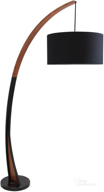 The appearance of Noah Floor Lamp with Walnut Wood Frame and Marble Base designed by Lumisource in the transitional interior design. This black piece of furniture  was selected by 1StopBedrooms from Noah Collection to add a touch of cosiness and style into your home. Sku: LS-NOAHFL WL+BK. Material: Wood. Product Type: Floor Lamp. Image1