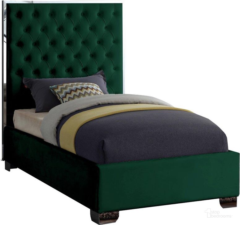 The appearance of Lexi Velvet Twin Bed In Green designed by Meridian in the modern / contemporary interior design. This green velvet piece of furniture  was selected by 1StopBedrooms from Lexi Collection to add a touch of cosiness and style into your home. Sku: LexiGreen-T-1;LexiGreen-T-2. Product Type: Bed. Bed Size: Twin. Material: Velvet. Image1