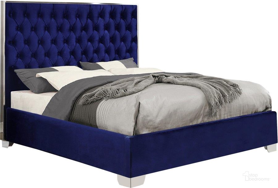 The appearance of Lexi Navy Velvet Full Bed designed by Meridian in the modern / contemporary interior design. This navy velvet piece of furniture  was selected by 1StopBedrooms from Lexi Collection to add a touch of cosiness and style into your home. Sku: LexiNavy-F-1;LexiNavy-F-2. Bed Type: Platform Bed. Product Type: Platform Bed. Bed Size: Full. Material: Velvet. Image1
