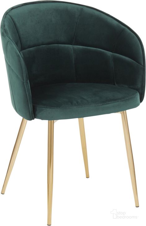 The appearance of Lindsey Chair in Gold Metal and Green Velvet designed by Lumisource in the modern / contemporary interior design. This gold piece of furniture  was selected by 1StopBedrooms from Lindsey Collection to add a touch of cosiness and style into your home. Sku: CH-LINDSY AUVGN. Product Type: Chair. Material: Velvet. Image1