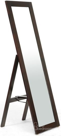 The appearance of Baxton Studio Lund Dark Brown Wood Modern Mirror With Built-In Stand designed by Baxton Studio in the modern / contemporary interior design. This dark brown piece of furniture  was selected by 1StopBedrooms from Lund Collection to add a touch of cosiness and style into your home. Sku: Mirror-0506071. Material: Wood. Product Type: Accent Mirror. Image1