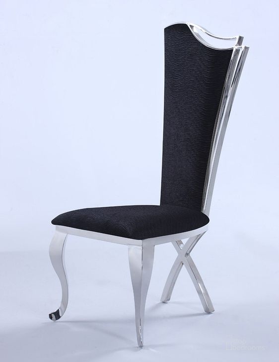 The appearance of Nadia Curved Side Chair (Black) (Set of 2) designed by Chintaly Imports in the modern / contemporary interior design. This black piece of furniture  was selected by 1StopBedrooms from Nadia Collection to add a touch of cosiness and style into your home. Sku: NADIA-SC-BLK. Material: Fabric. Product Type: Side Chair.