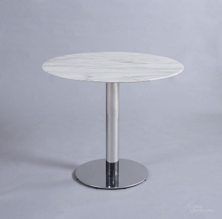The appearance of Noemi Marble Top Bistro Table With Steel Base In White designed by Chintaly Imports in the modern / contemporary interior design. This white piece of furniture  was selected by 1StopBedrooms from Noemi Collection to add a touch of cosiness and style into your home. Sku: NOEMI-DT-B;NOEMI-DT-T. Table Base Style: Pedestal. Table Top Shape: Round. Material: Metal. Product Type: Bistro Table. Image1