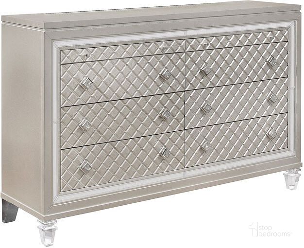 The appearance of Paris Dresser designed by Global Furniture USA in the modern / contemporary interior design. This champagne piece of furniture  was selected by 1StopBedrooms from Paris Collection to add a touch of cosiness and style into your home. Sku: PARIS-CHAMPAGNE-DR W/JEWELRY DR & AL. Product Type: Dresser. Material: MDF. Image1
