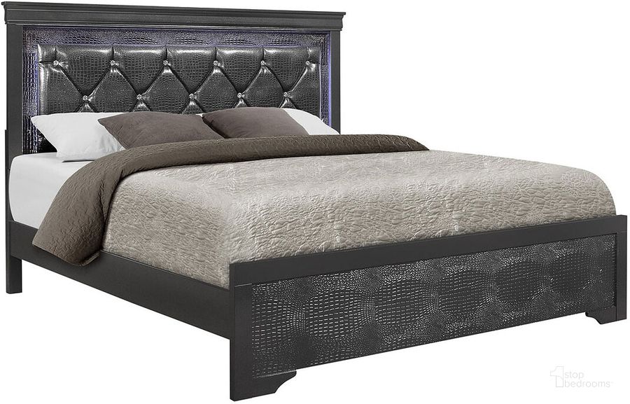 The appearance of Pompei Panel Bed (Grey) designed by Global Furniture USA in the transitional interior design. This grey piece of furniture  was selected by 1StopBedrooms from Pompei Collection to add a touch of cosiness and style into your home. Sku: POMPEI-METALLIC GREY-FB/TB-SR;POMPEI-METALLIC GREY-FB-HB W/LED LIGHT;POMPEI-METALLIC GREY-FB-FB. Bed Type: Panel Bed. Material: Wood. Product Type: Panel Bed. Bed Size: Full. Image1