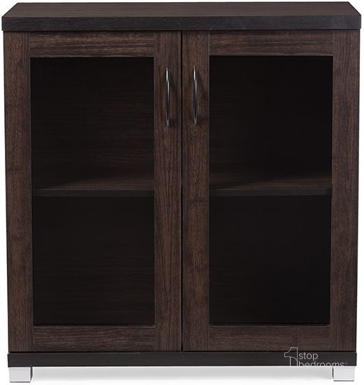 The appearance of Baxton Studio Zentra Modern And Contemporary Dark Brown Sideboard Storage Cabinet With Glass Doors designed by Baxton Studio in the modern / contemporary interior design. This dark brown piece of furniture  was selected by 1StopBedrooms from Zentra Collection to add a touch of cosiness and style into your home. Sku: SR 890001-Wenge. Product Type: Media Console. Material: MDF. Image1