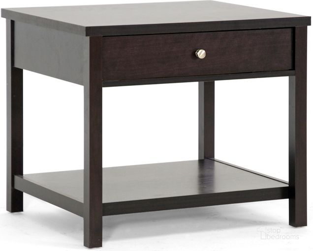 The appearance of Baxton Studio Nashua Brown Modern Accent Table And Nightstand designed by Baxton Studio in the transitional interior design. This dark brown piece of furniture  was selected by 1StopBedrooms from Nashua Collection to add a touch of cosiness and style into your home. Sku: ST-002-AT. Material: Wood. Product Type: Nightstand. Image1