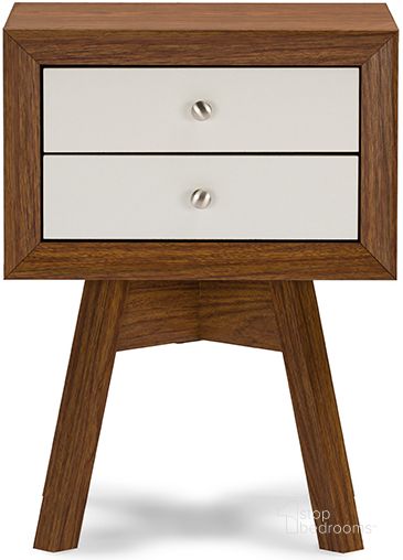 The appearance of Baxton Studio Warwick Two-Tone Walnut And White Modern Accent Table And Nightstand designed by Baxton Studio in the modern / contemporary interior design. This walnut piece of furniture  was selected by 1StopBedrooms from Warwick Collection to add a touch of cosiness and style into your home. Sku: ST-005-AT Walnut/White. Material: Wood. Product Type: Nightstand. Image1