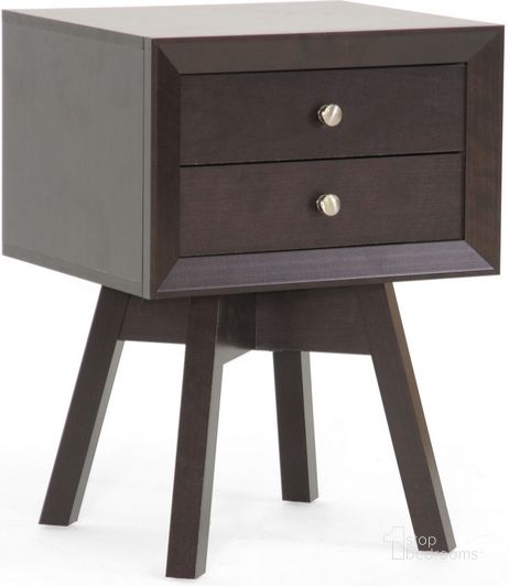 The appearance of Baxton Studio Warwick Brown Modern Accent Table And Nightstand designed by Baxton Studio in the transitional interior design. This dark brown piece of furniture  was selected by 1StopBedrooms from Warwick Collection to add a touch of cosiness and style into your home. Sku: ST-005-AT. Material: Wood. Product Type: Nightstand. Image1