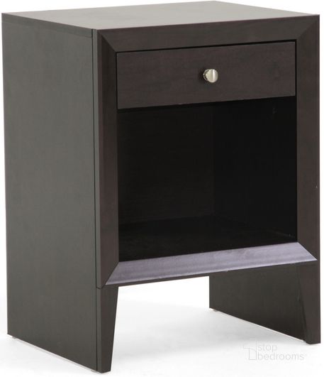 The appearance of Baxton Studio Leelanau Brown Modern Accent Table And Nightstand designed by Baxton Studio in the transitional interior design. This dark brown piece of furniture  was selected by 1StopBedrooms from Leelanau Collection to add a touch of cosiness and style into your home. Sku: ST-006-AT. Material: Wood. Product Type: Nightstand. Image1