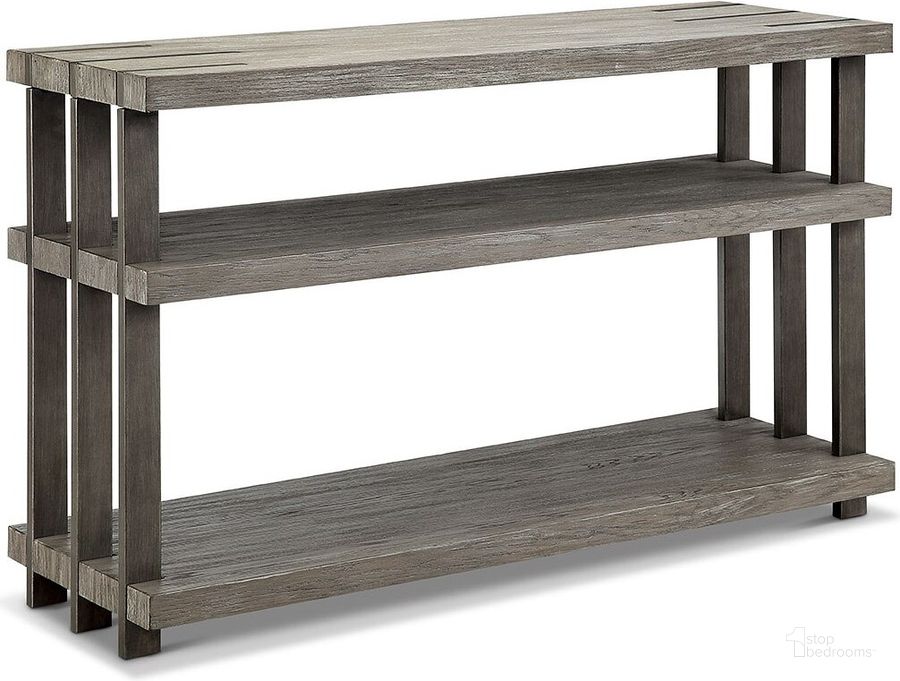 The appearance of Eldridge Weathered Gravel Rectangular Sofa Table designed by Magnussen in the modern / contemporary interior design. This gray piece of furniture  was selected by 1StopBedrooms from Eldridge Collection to add a touch of cosiness and style into your home. Sku: T4917-73. Product Type: Sofa Table.