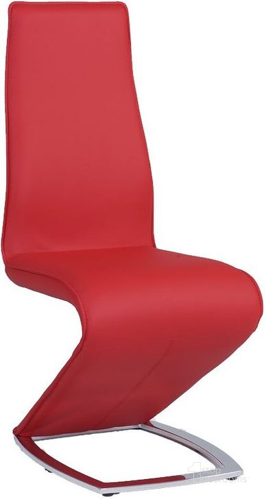 The appearance of Tara Side Chair (Red) (Set of 2) designed by Chintaly Imports in the modern / contemporary interior design. This red piece of furniture  was selected by 1StopBedrooms from Tara Collection to add a touch of cosiness and style into your home. Sku: TARA-SC-RED. Material: Faux Leather. Product Type: Side Chair.