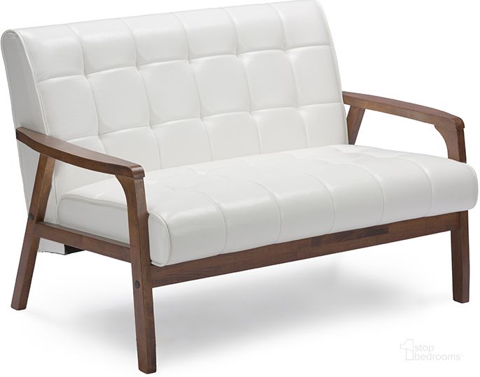 The appearance of Baxton Studio Baxton Studio Mid-Century Masterpieces Loveseat - White designed by Baxton Studio in the modern / contemporary interior design. This white piece of furniture  was selected by 1StopBedrooms from Mid Century Collection to add a touch of cosiness and style into your home. Sku: TOGO LC-109-545. Material: Wood. Product Type: Loveseat. Image1