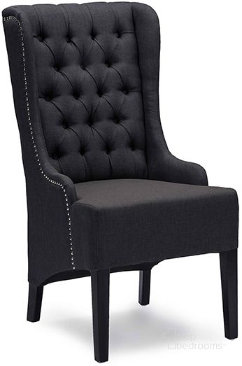 The appearance of Baxton Studio Vincent Grey Linen Button-Tufted Chair With Silver Nail Heads Trim designed by Baxton Studio in the modern / contemporary interior design. This dark grey piece of furniture  was selected by 1StopBedrooms from Vincent Collection to add a touch of cosiness and style into your home. Sku: TSF-8124-Grey Chair. Material: Fabric. Product Type: Living Room Chair. Image1
