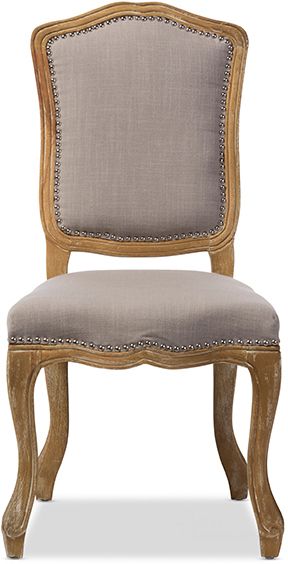 The appearance of Baxton Studio Chateauneuf French Vintage Cottage Weathered Oak Beige Fabric Upholstered Dining Side Chair designed by Baxton Studio in the rustic / southwestern interior design. This beige piece of furniture  was selected by 1StopBedrooms from Chateauneuf Collection to add a touch of cosiness and style into your home. Sku: TSF-9345. Material: Fabric. Product Type: Dining Chair. Image1