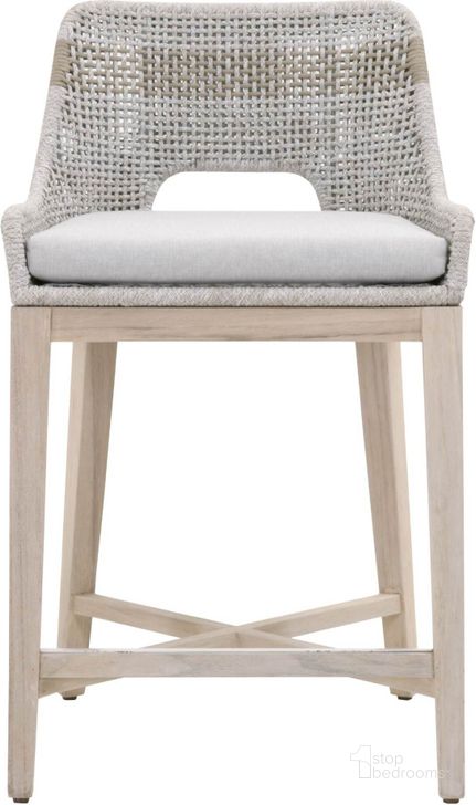 The appearance of Woven Tapestry Outdoor Counter Stool designed by Essentials For Living in the coastal interior design. This light gray piece of furniture  was selected by 1StopBedrooms from Woven Collection to add a touch of cosiness and style into your home. Sku: 6850CS.WTA/PUM/GT. Material: Aluminum. Product Type: Outdoor Chair. Image1