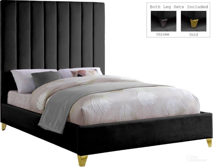 The appearance of Via Black Velvet King Bed designed by Meridian in the modern / contemporary interior design. This black velvet piece of furniture  was selected by 1StopBedrooms from Via Collection to add a touch of cosiness and style into your home. Sku: ViaBlack-K-1;ViaBlack-K-2. Bed Type: Platform Bed. Product Type: Platform Bed. Bed Size: King. Material: Velvet. Image1
