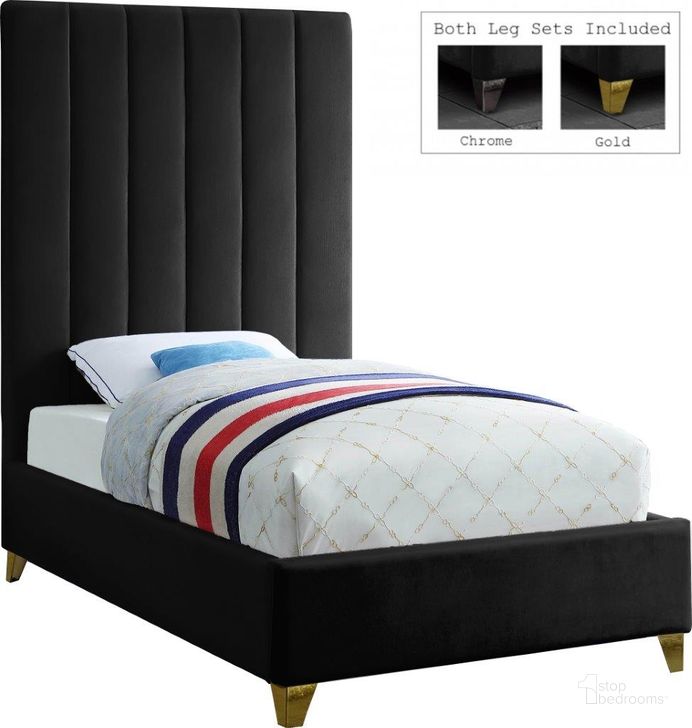 The appearance of Via Velvet Twin Bed In Black designed by Meridian in the modern / contemporary interior design. This black piece of furniture  was selected by 1StopBedrooms from Via Collection to add a touch of cosiness and style into your home. Sku: ViaBlack-T-1;ViaBlack-T-2. Bed Type: Platform Bed. Product Type: Platform Bed. Bed Size: Twin. Material: Velvet. Image1