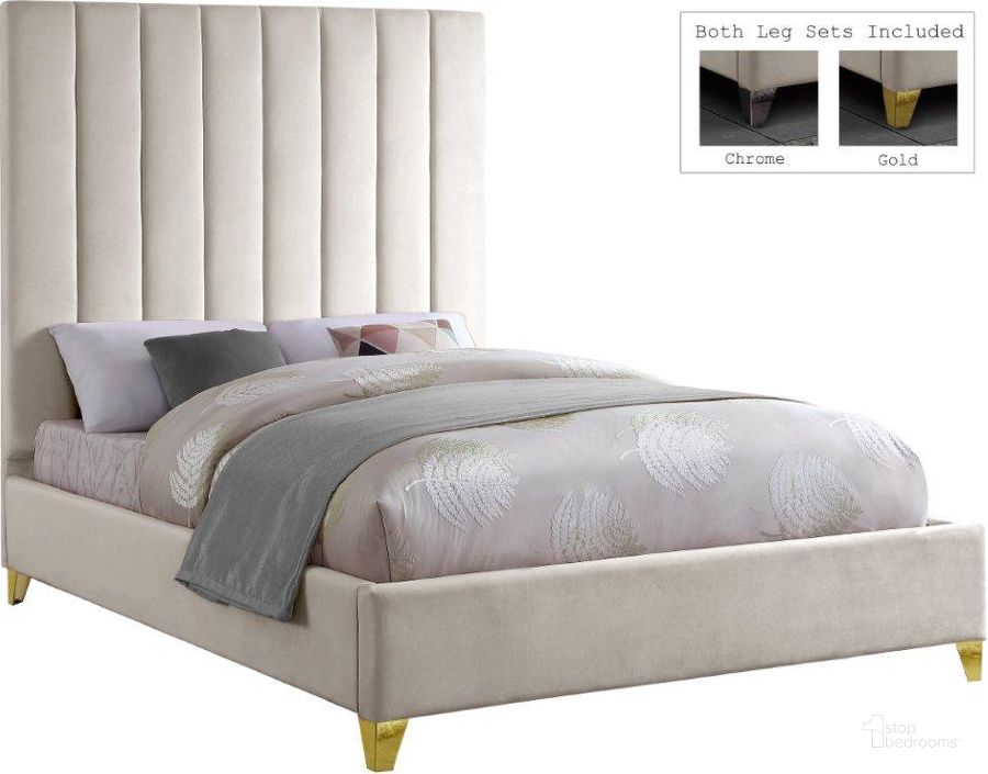 The appearance of Via Cream Velvet Full Bed designed by Meridian in the modern / contemporary interior design. This cream velvet piece of furniture  was selected by 1StopBedrooms from Via Collection to add a touch of cosiness and style into your home. Sku: ViaCream-F-1;ViaCream-F-2. Bed Size: Full. Product Type: Kids Bed. Material: Velvet. Image1