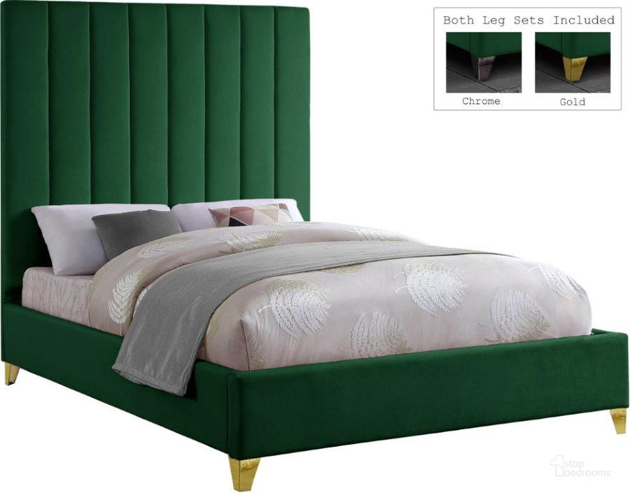 The appearance of Via Green Velvet Full Bed designed by Meridian in the modern / contemporary interior design. This green velvet piece of furniture  was selected by 1StopBedrooms from Via Collection to add a touch of cosiness and style into your home. Sku: ViaGreen-F-1;ViaGreen-F-2. Bed Size: Full. Product Type: Kids Bed. Material: Velvet. Image1
