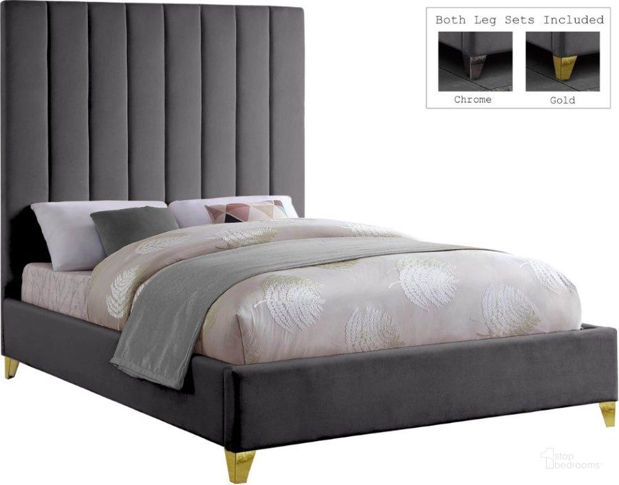 The appearance of Via Grey Velvet Full Bed designed by Meridian in the modern / contemporary interior design. This grey velvet piece of furniture  was selected by 1StopBedrooms from Via Collection to add a touch of cosiness and style into your home. Sku: ViaGrey-F-1;ViaGrey-F-2. Bed Size: Full. Product Type: Kids Bed. Material: Velvet. Image1