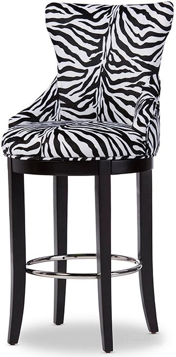 The appearance of Baxton Studio Peace Modern And Contemporary Zebra-Print Patterned Fabric Upholstered Bar Stool With Metal Footrest designed by Baxton Studio in the modern / contemporary interior design. This beige piece of furniture  was selected by 1StopBedrooms from Peace Collection to add a touch of cosiness and style into your home. Sku: WS-2075-Zebra. Material: Fabric. Product Type: Barstool. Image1