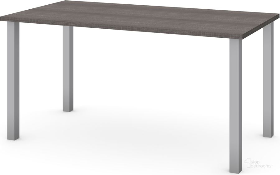 The appearance of Bestar 30" X 60" Table With Square Metal Legs In Bark Gray designed by Bestar in the modern / contemporary interior design. This bark gray piece of furniture  was selected by 1StopBedrooms from Bestar Collection to add a touch of cosiness and style into your home. Sku: 65865-47. Material: Wood. Product Type: Table. Image1