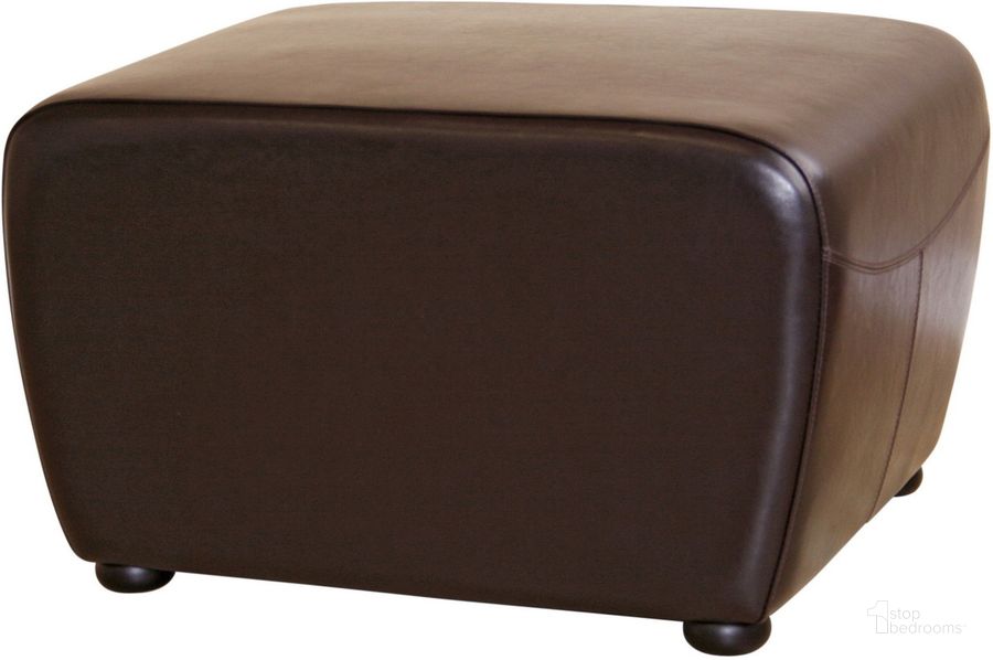 The appearance of Baxton Studio Dark Brown Full Leather Ottoman With Rounded Sides designed by Baxton Studio in the modern / contemporary interior design. This dark brown piece of furniture  was selected by 1StopBedrooms from Dark Collection to add a touch of cosiness and style into your home. Sku: Y-051-001-dark brown. Material: Wood. Product Type: Ottoman. Image1