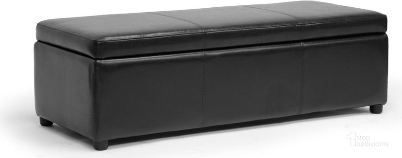 The appearance of Baxton Studio Dennehy Black Brown Modern Ottoman designed by Baxton Studio in the modern / contemporary interior design. This black piece of furniture  was selected by 1StopBedrooms from Dennehy Collection to add a touch of cosiness and style into your home. Sku: Y-168-Promote-Black. Material: Leather. Product Type: Ottoman. Image1