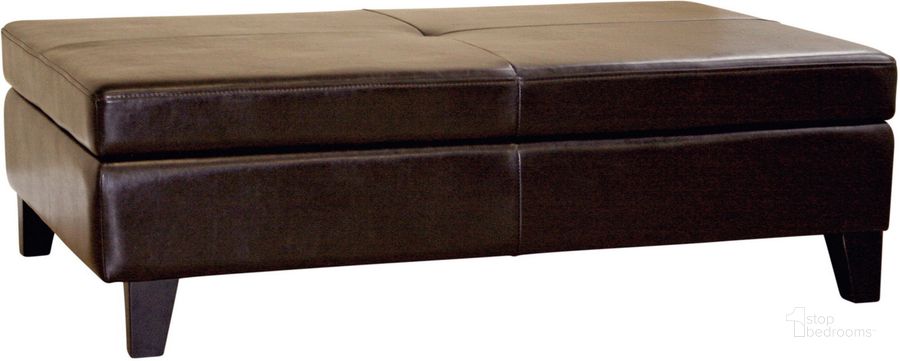 The appearance of Baxton Studio Dark Brown Leather Storage Cocktail Ottoman designed by Baxton Studio in the modern / contemporary interior design. This dark brown piece of furniture  was selected by 1StopBedrooms from Dark Collection to add a touch of cosiness and style into your home. Sku: Y-192-001-dark brown. Material: Wood. Product Type: Ottoman. Image1