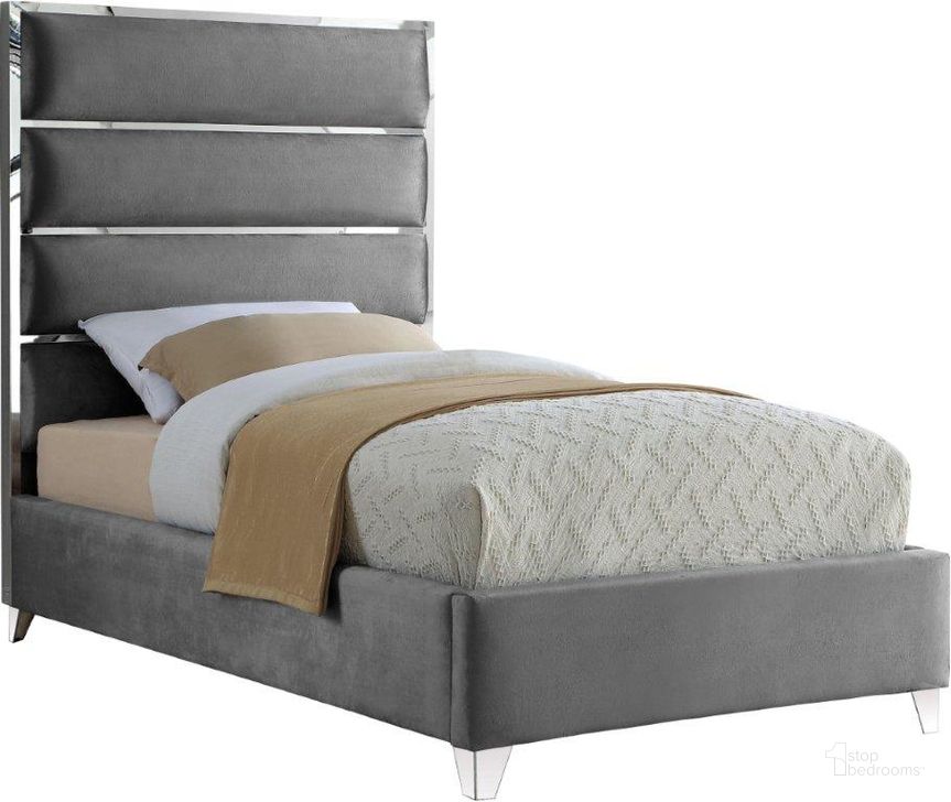 The appearance of Zuma Velvet Twin Bed In Grey designed by Meridian in the modern / contemporary interior design. This grey piece of furniture  was selected by 1StopBedrooms from Zuma Collection to add a touch of cosiness and style into your home. Sku: ZumaGrey-T-1;ZumaGrey-T-2. Product Type: Bed. Bed Size: Twin. Material: Velvet. Image1