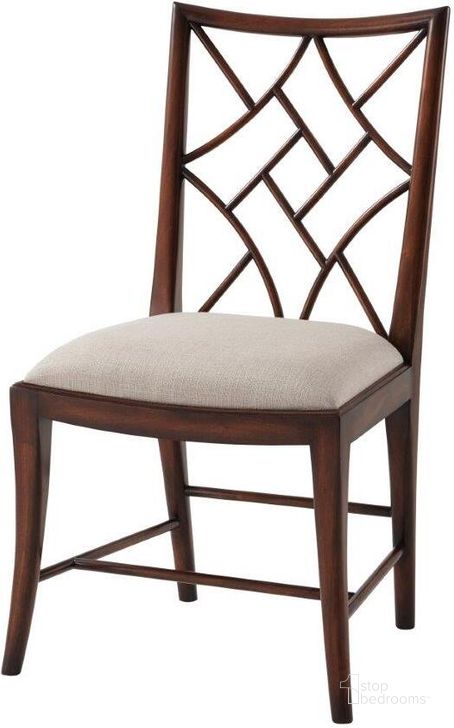 The appearance of A Delicate Trellis Side Chair Set Of 2 designed by Theodore Alexander in the traditional interior design. This  piece of furniture  was selected by 1StopBedrooms from Theodore Alexander Collection to add a touch of cosiness and style into your home. Sku: 4000-613.1BFF. Material: Upholstered. Product Type: Side Chair.