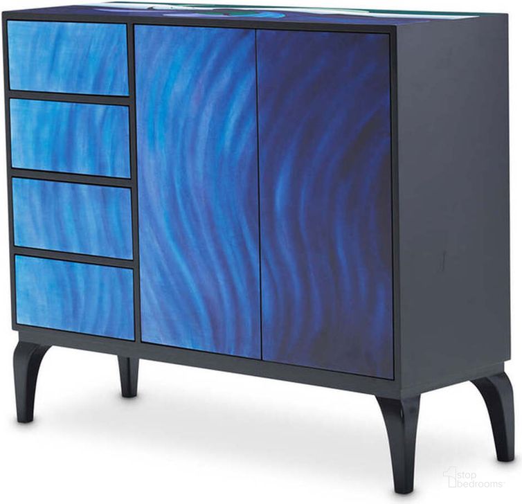 The appearance of A La Carte Accent Cabinet KIA-ILUSN-084 designed by AICO in the transitional interior design. This blue piece of furniture  was selected by 1StopBedrooms from A La Carte Collection to add a touch of cosiness and style into your home. Sku: KIA-ILUSN-084. Product Type: Cabinet. Image1