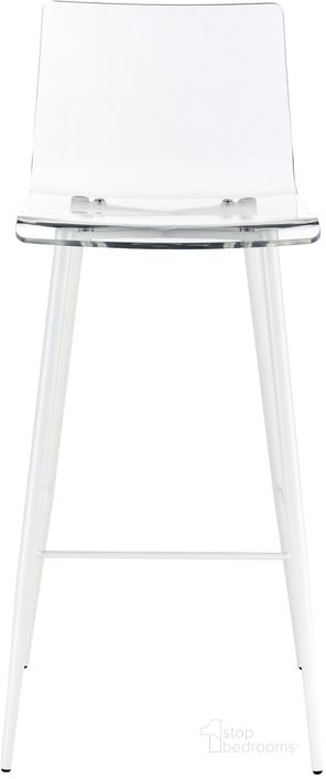 The appearance of A La Carte Bar Stool Set of 2 In Clear Acrylic designed by Progressive Furniture in the transitional interior design. This clear acrylic piece of furniture  was selected by 1StopBedrooms from A La Carte Collection to add a touch of cosiness and style into your home. Sku: A626-42W. Product Type: Barstool. Material: Acrylic. Image1
