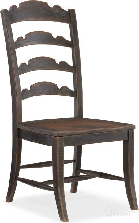 The appearance of Hill Country Anthracite Black Twin Sisters Ladderback Side Chair Set of 2 designed by Hooker in the traditional interior design. This black piece of furniture  was selected by 1StopBedrooms from Hill Country Collection to add a touch of cosiness and style into your home. Sku: 5960-75310-BLK. Material: Wood. Product Type: Side Chair.