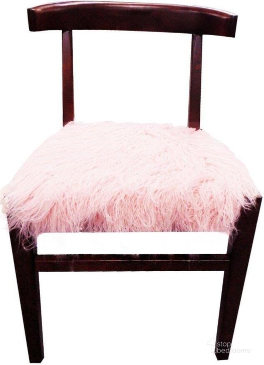The appearance of Aaron Chair With Faux Fur Upholstered Seat In Brown And Pink designed by Moti in the modern / contemporary interior design. This brown piece of furniture  was selected by 1StopBedrooms from Aaron Collection to add a touch of cosiness and style into your home. Sku: 88011092. Material: Wood. Product Type: Side Chair. Image1
