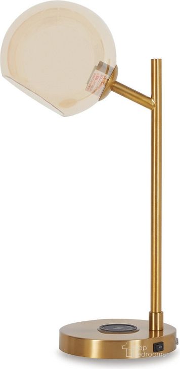The appearance of Abanson Amber/Gold Finish Metal Desk Lamp designed by Signature Design by Ashley in the modern / contemporary interior design. This amber/gold piece of furniture  was selected by 1StopBedrooms from Abanson Collection to add a touch of cosiness and style into your home. Sku: L206022. Material: Metal. Product Type: Desk Lamp. Image1