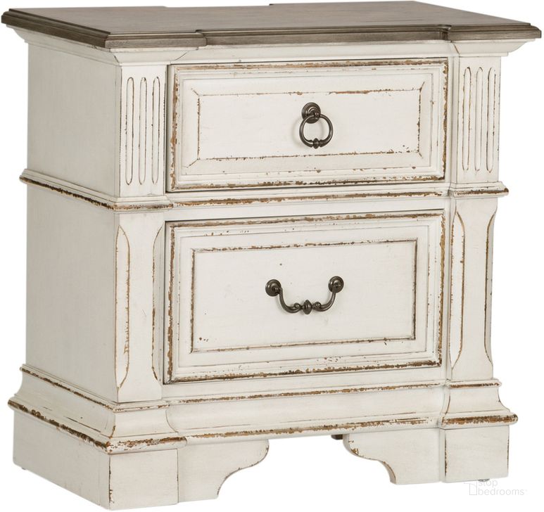 The appearance of Abbey Park Antique White 2 Drawer Nightstand designed by Liberty in the traditional interior design. This white piece of furniture  was selected by 1StopBedrooms from Abbey Park Collection to add a touch of cosiness and style into your home. Sku: 520-BR61. Product Type: Nightstand. Material: Rubberwood. Image1