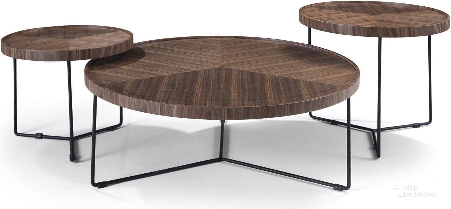 The appearance of Abby Walnut Occasional Table Set designed by Bellini Modern Living in the transitional interior design. This black and brown piece of furniture  was selected by 1StopBedrooms from Abby Collection to add a touch of cosiness and style into your home. Sku: Abby CT;Abby ET S. Product Type: Occasional Table Set. Image1
