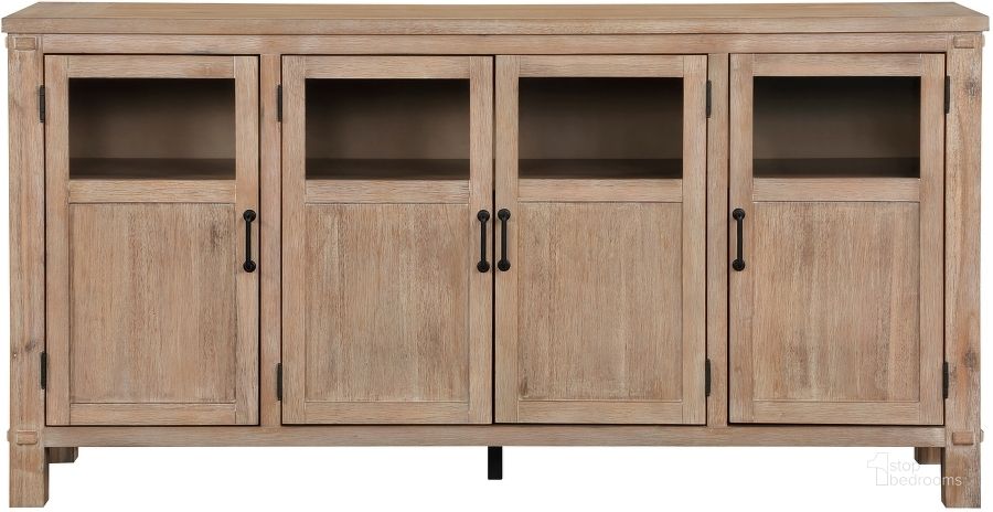 The appearance of Aberdeen Server In Oak designed by Homelegance in the modern / contemporary interior design. This oak piece of furniture  was selected by 1StopBedrooms from Aberdeen Collection to add a touch of cosiness and style into your home. Sku: 5848-40. Product Type: Server. Image1